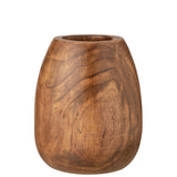 Pot de fleurs J-Line en bois marron, vue latérale montrant les détails du grain.