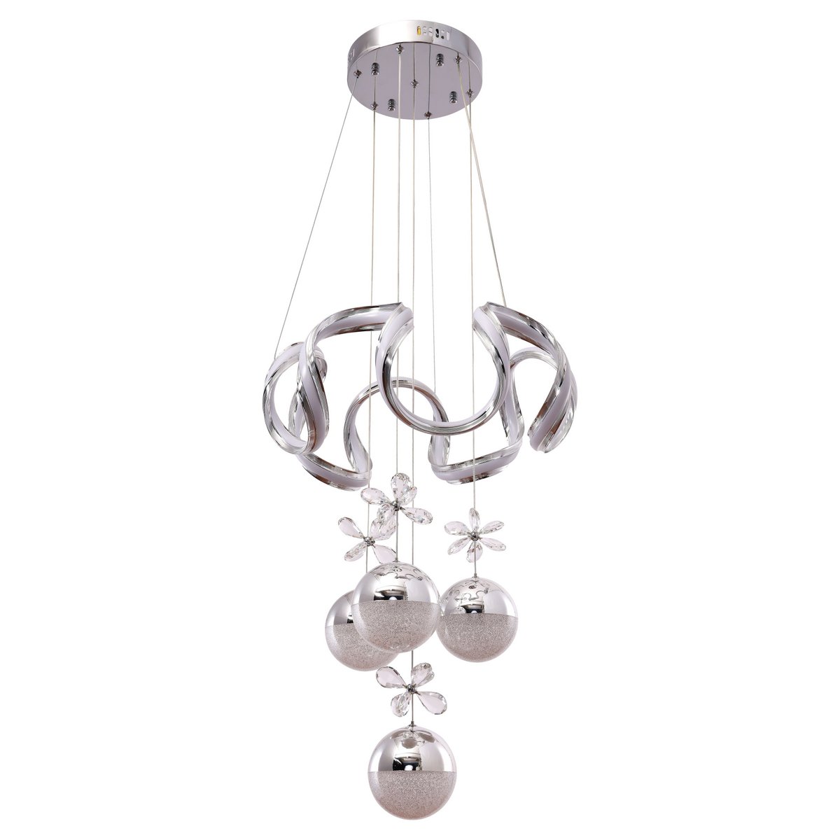 Lampe suspendue Cleary Chrome 50 cm avec design élégant et lumineux
