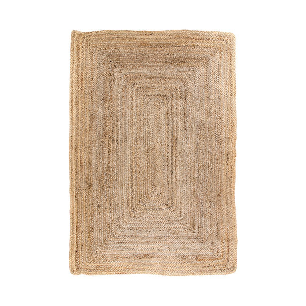 Vue rapprochée du tapis Bombay montrant les détails du jute