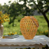 2 Set Basket / Solar Record "Cesto", en artstrattan de couleur naturelle, avec capteur crépusculaire, blanc chaud, 24 cm de haut, pour la zone extérieure