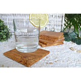 Lot de 6 dessous de verre en bois d'olivier dans leur emballage