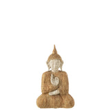 Bouddha Assis J-Line en Poly Naturel/Beige, vue latérale