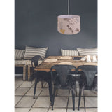 Pendentif textile "imprimé", jeune vivant, lampe suspendue, textile en marron, socket e27, pour salle à manger, salon, couloir ou bureau, Ø40 cm