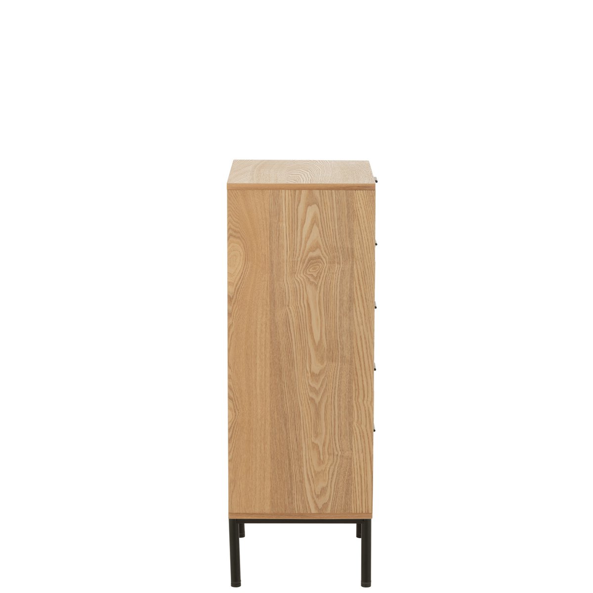 Détail des tiroirs de la commode J-Line en bois et métal