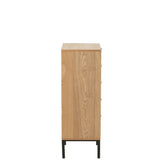 Détail des tiroirs de la commode J-Line en bois et métal