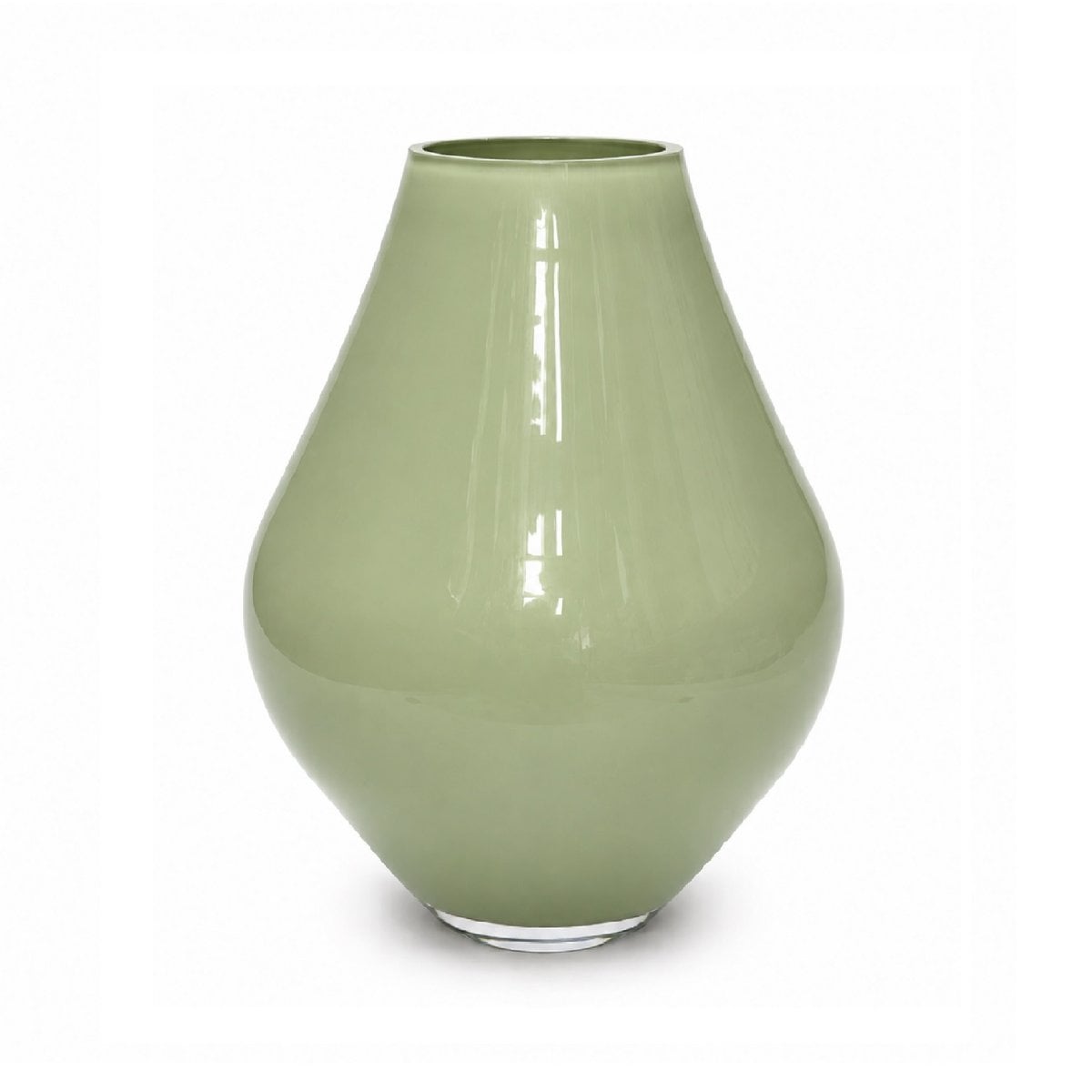Vase Lesse vert pastel métallisé avec finition brillante et forme élégante.