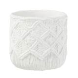 Pot de fleurs J-Line en ciment blanc, vue de face avec détails de texture