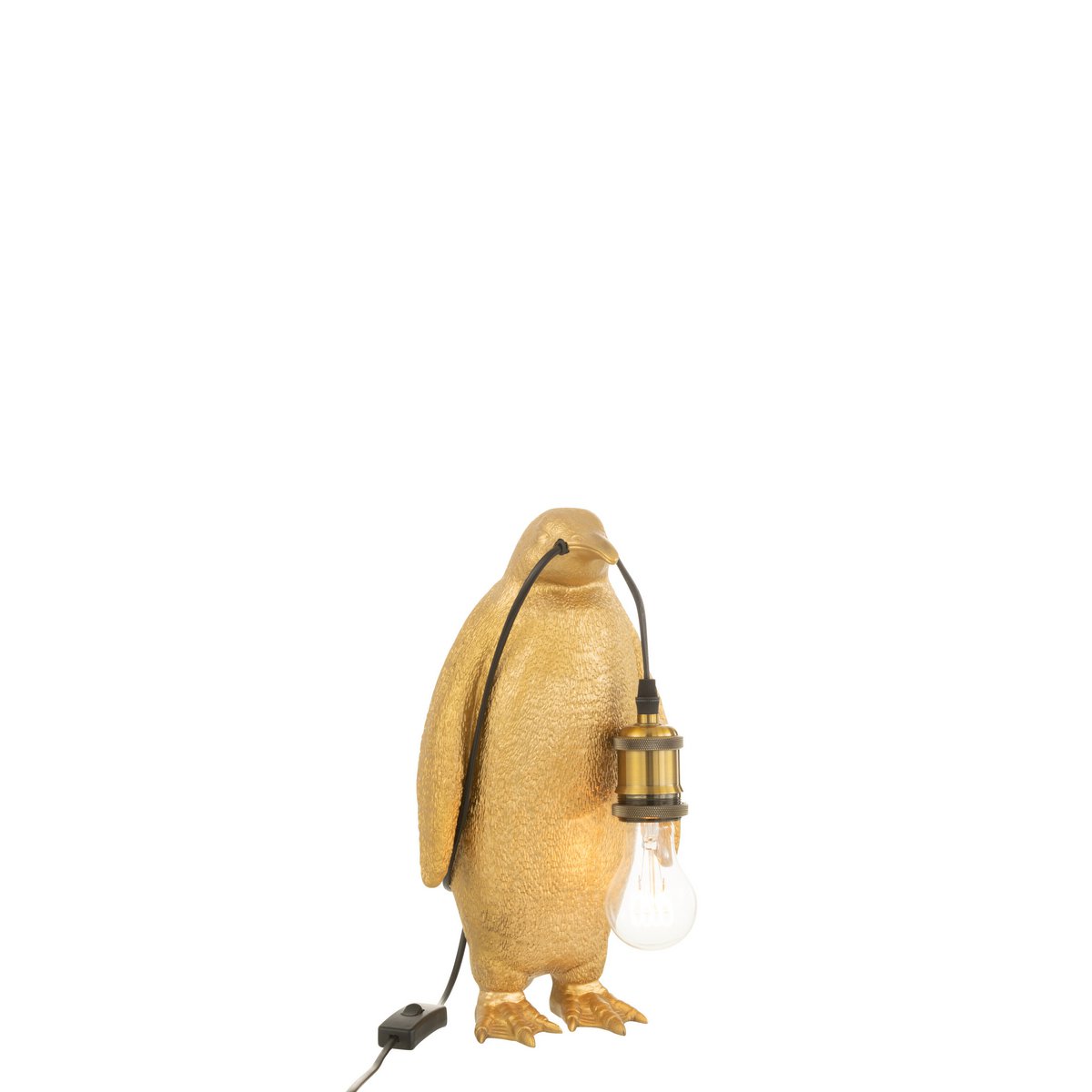 Lampe de table J-Line Penguin en polyresin doré vue de face