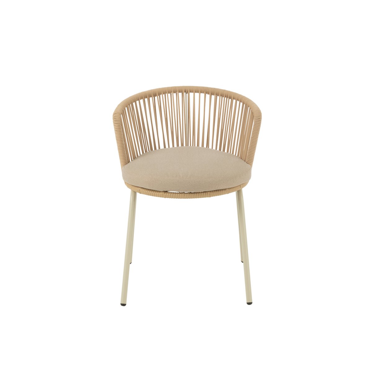 Détail de l'assise en cordon beige de la chaise Toa