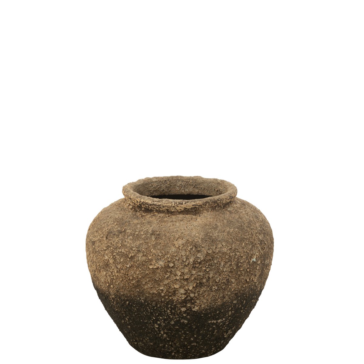 Pot de fleurs Antique Rond J-Line en ciment, couleur brun et noir, diamètre 60 cm