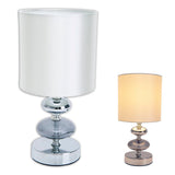 Tissu, lampe de table "Mali", lampe de table en métal et matériau textile, blanc, avec douille E14, pour salle à manger, salon, couloir ou bureau, lampe de table pour salon ou salle à manger, lampe de chevet 28,5 cm de haut
