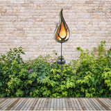 Brochette solaire de terre solaire "Flame" à l'extérieur de la brochette au sol en métal et plastique de couleur bronze, avec LED intégrée