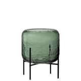 Vase en verre vert J-Line, design inégal et moderne, diamètre 20 cm