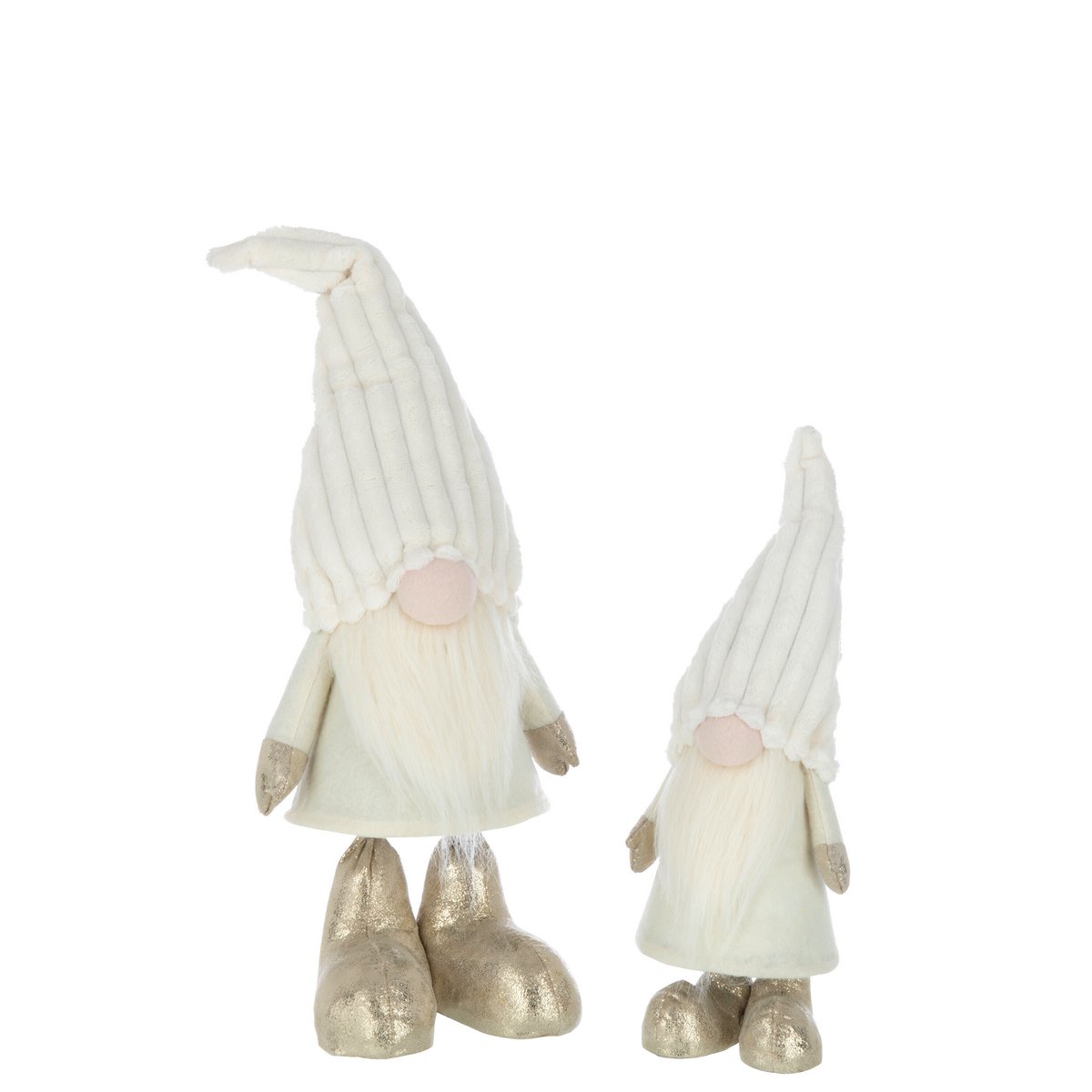 Gnome Plumes Beige Grand J-Line - Décoration textile élégante
