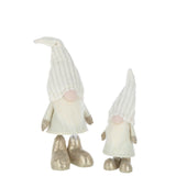 Gnome Plumes Beige Grand J-Line - Décoration textile élégante