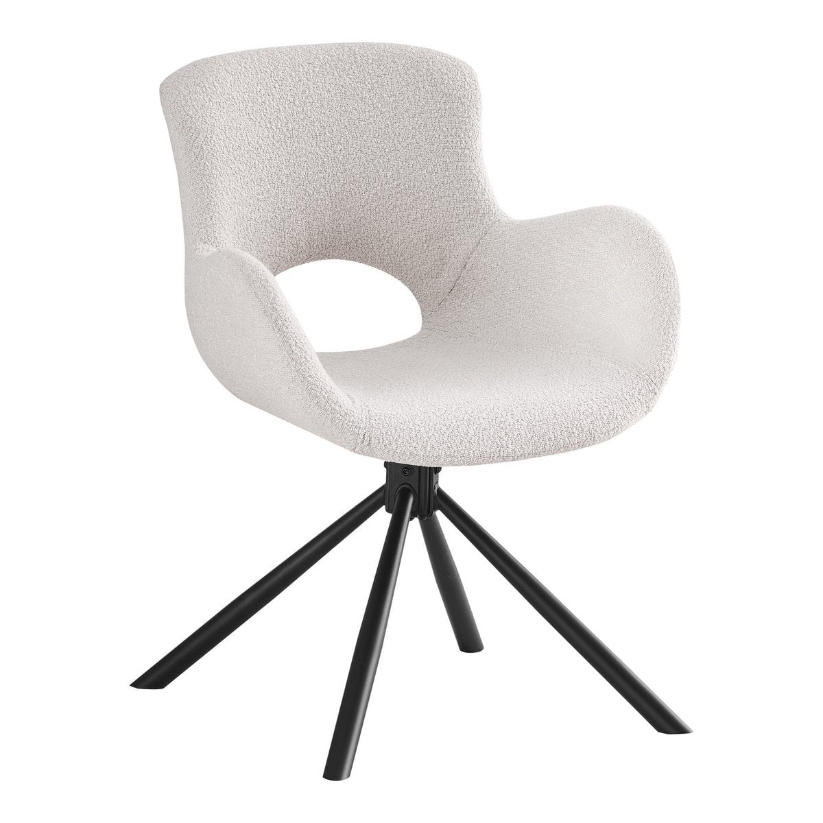 Chaise de salle à manger Amorim en blanc cassé avec pieds en métal noir