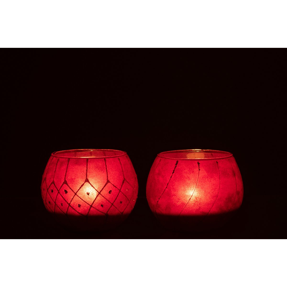 Bougeoirs J-Line Velvet rouge et or, ambiance décorative