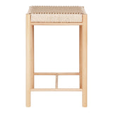 Abano Chaise de comptoir – Naturel, Bois de Peuplier/Corde de Papier, 42 x 42 x 66,5 cm