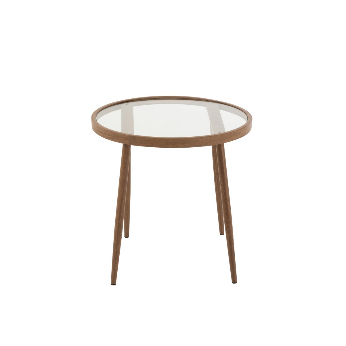 Table d'appoint J-Line Round en métal et verre, vue de face