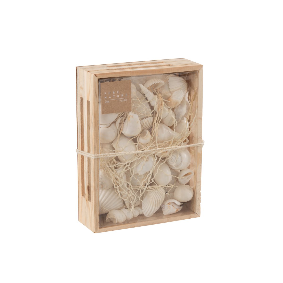 Boîte Rectangulaire Coquillages Blanc J-Line ouverte montrant l'intérieur