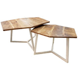 Table basse set 2 pièces table de salon table gigogne Paris cadre métal noir blanc ou argent antique