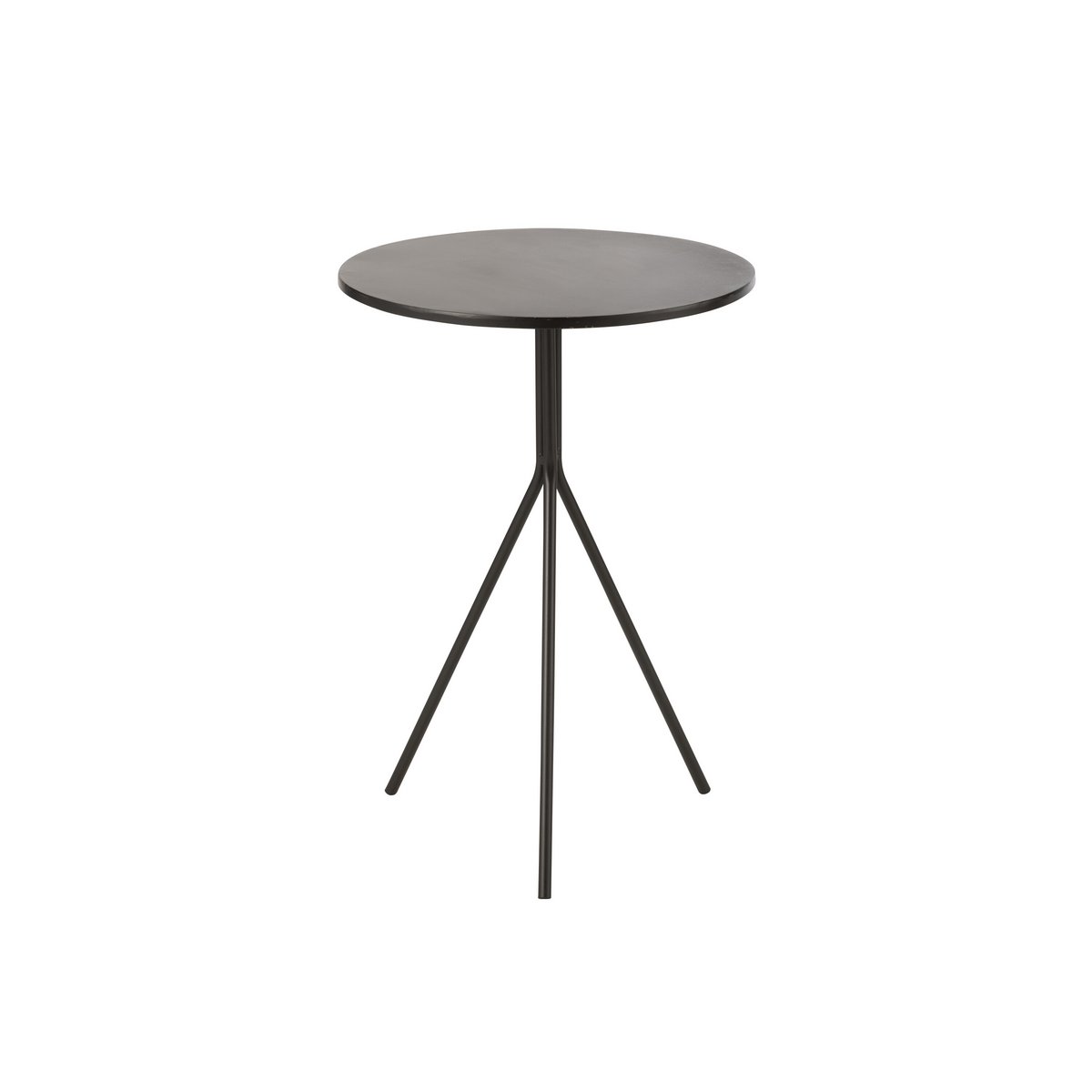 Table basse J-Line ronde en métal noir, vue de face