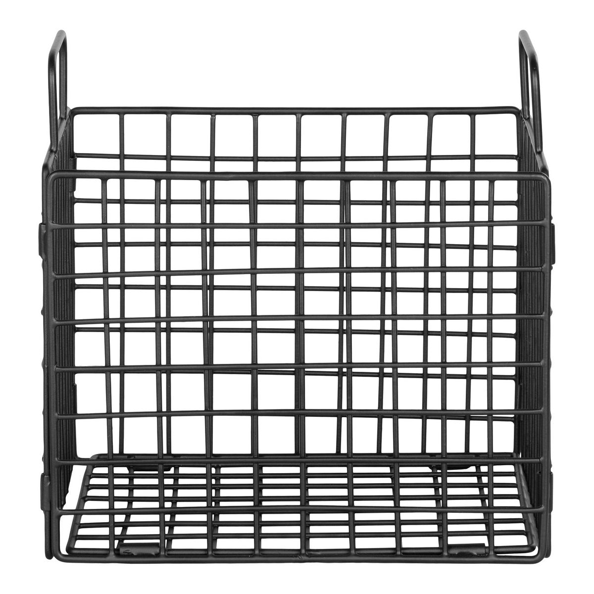 Vue latérale du panier Mora montrant sa structure en fer noir