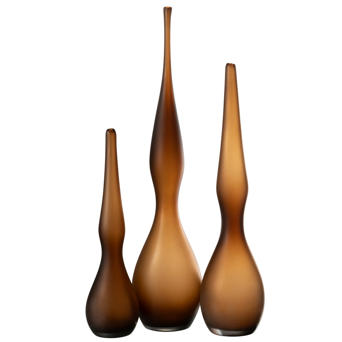 Vases Yoko flûte courbée - détail du design en verre marron
