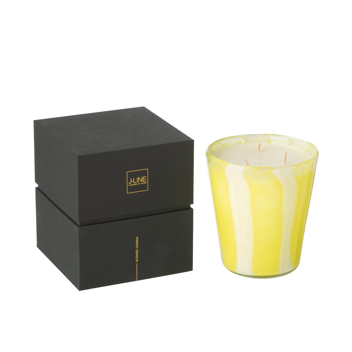 Bougie parfumée J-Line Noa - Yashioka Gardenia, couleur jaune, vue de face.