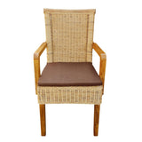 Chaises en rotin lot de 4 chaises de salle à manger avec accoudoirs tabac Perth chaise en osier fauteuil en rotin