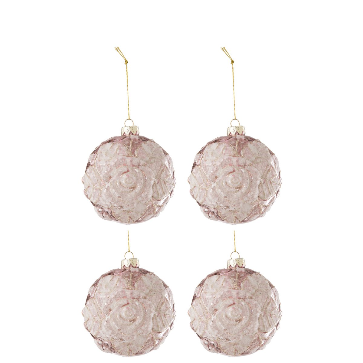 Boules de Noël en verre rose clair J-Line, élégance et raffinement pour votre décoration festive