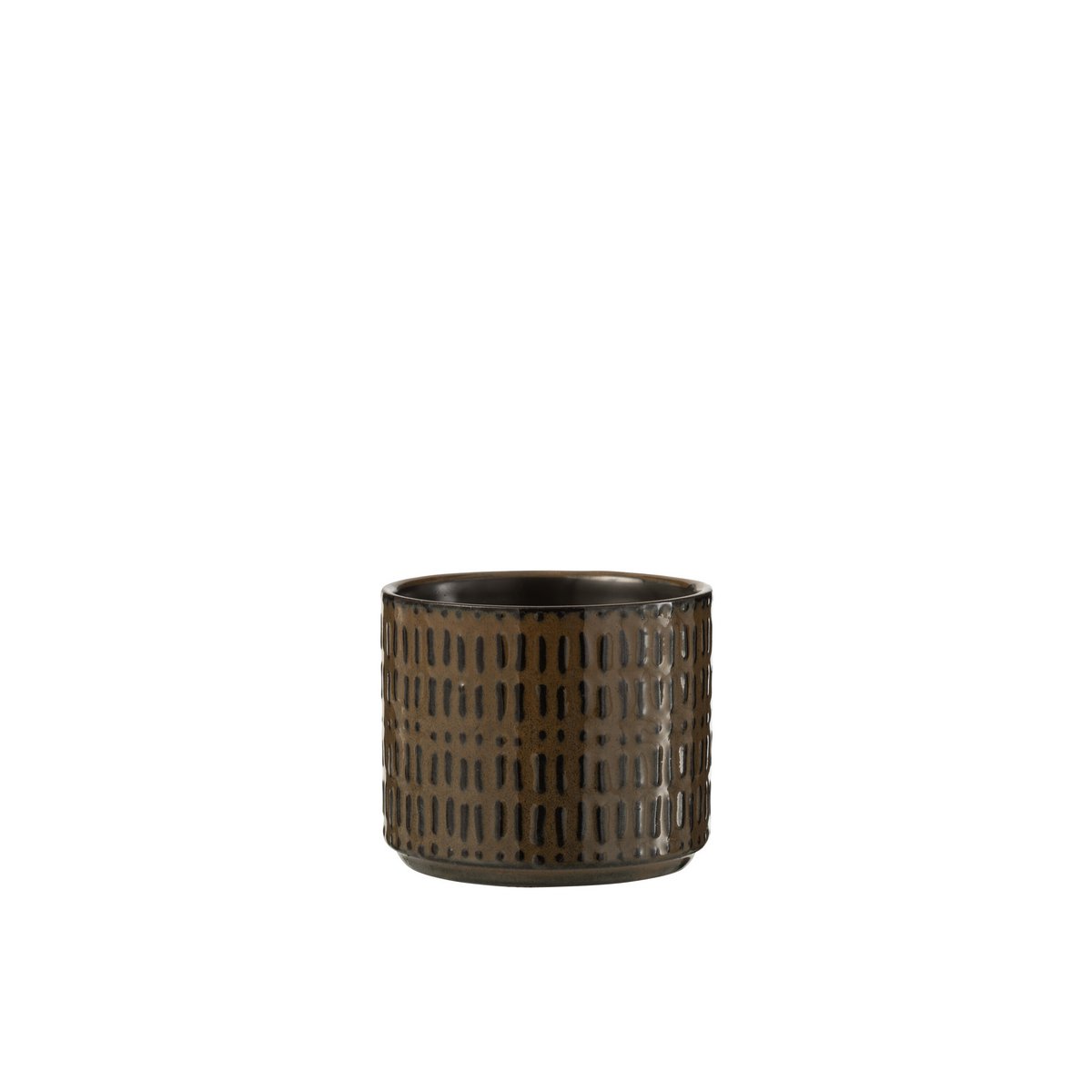 Pot de Fleur Stripe en Céramique Noir et Marron, vue de face