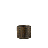 Pot de Fleur Stripe en Céramique Noir et Marron, vue de face