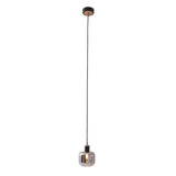 Lampe à 1 pendentif "Fumoso", lampe suspendue en métal et en verre en noir, avec une douille E14, pour salle à manger, salon, couloir ou bureau, lampe suspendue 80 x 20 cm