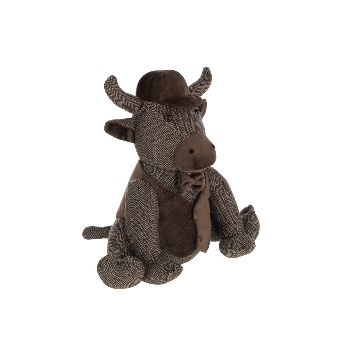 Butée de porte J-Line Bull + Hat en polyrésine marron, vue avant