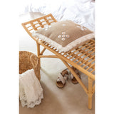 Coussin Miroirs J-Line en jute naturel et blanc, vue de côté