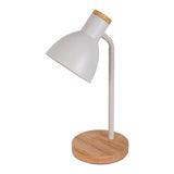Lampe de bureau "Marie" en métal et en bois, E14, blanc, 36,5 cm de haut