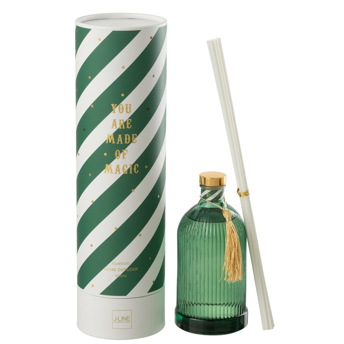 Bâtonnets parfumés Magic Elwood de J-Line en verre blanc et vert