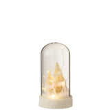 Cloche LED Cerf en verre et résine, vue de face avec lumière allumée