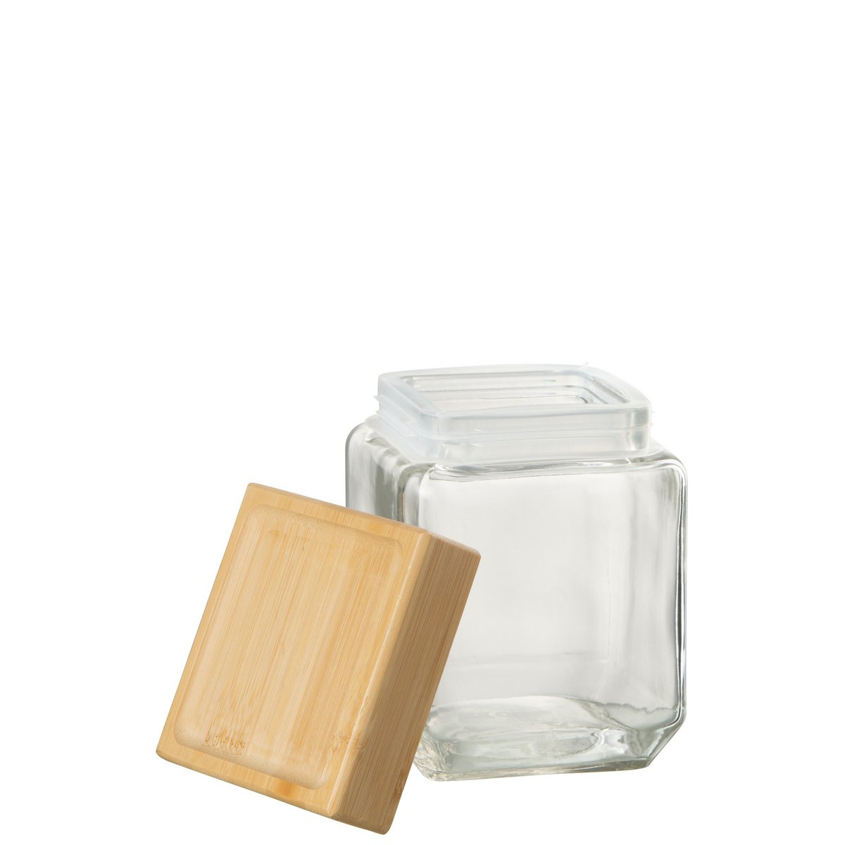 Pot de conservation J-Line Brad en verre et bambou, vue de face