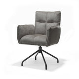 Fauteuil Nova Tissu Cremona %2393 Gris Foncé - Structure rotative 360 noir P14
