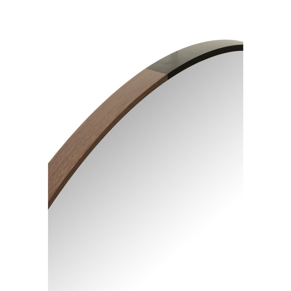Miroir rond J-Line en métal noir, vue de face