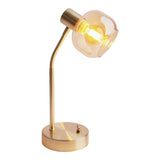Lampe de table "Libby", lampe de table classique en métal de couleur en laiton et verre teinté en ambre, avec socket E14, pour salle à manger, salon, couloir ou bureau, 34 cm de haut