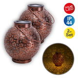 2 Set LED Décoration Lumière solaire Ø 18 cm Décoration extérieure en métal en bronze avec LED intégrés