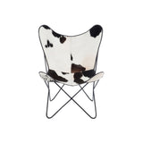 Chaise longue J-Line en peau de vache et métal, vue de face