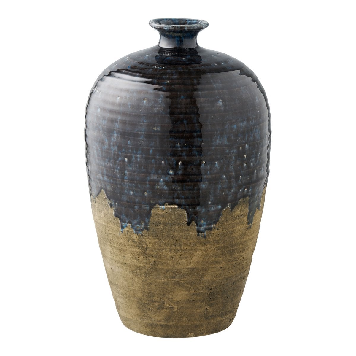 Vase en céramique bleu foncé, vue de face