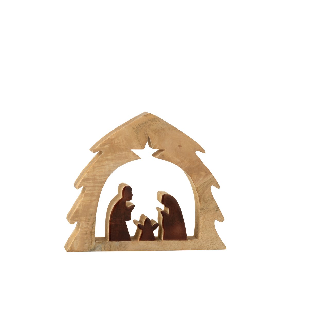 Crèche J-Line en bois marron, mise en scène dans un salon élégant