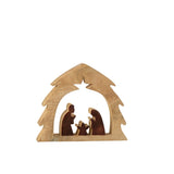 Crèche J-Line en bois marron, mise en scène dans un salon élégant