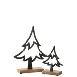 Détail du serre-livres J-Line Denneboom, finition élégante en bois