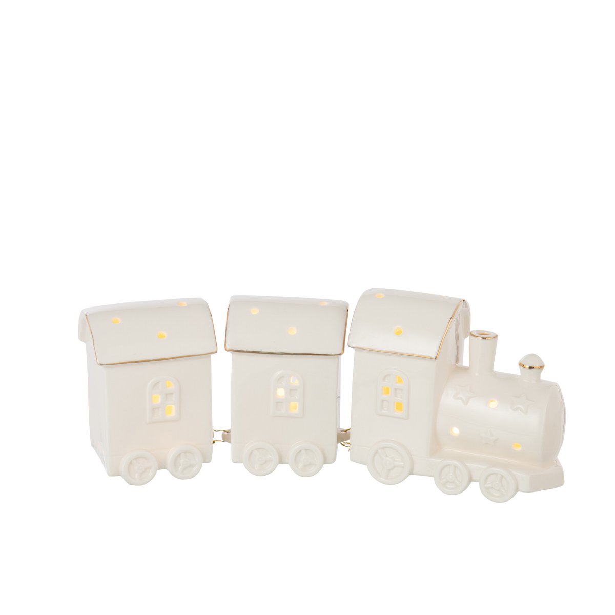 J-Line décoration Train en céramique blanc avec LED - vue de face